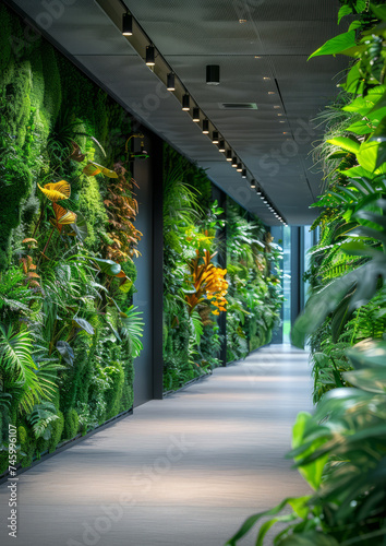 Green wall in the office building