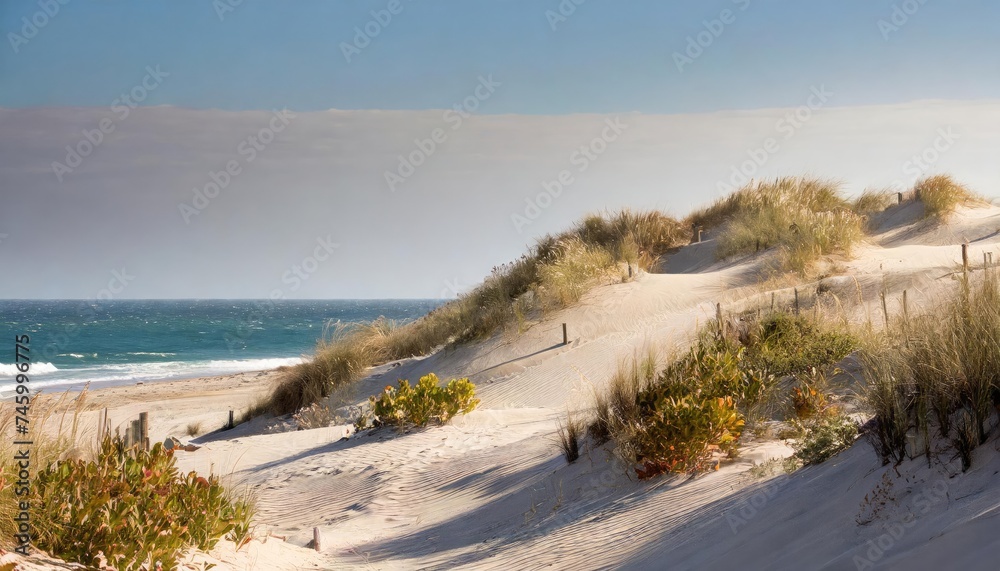 Hot sand dunes in cold blue seas