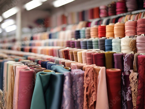 A shop that sells fabrics of all types and colors