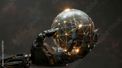 Robotic Arm Holding a Glowing Futuristic Sphere