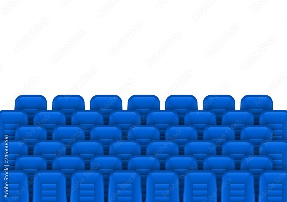 Fototapeta premium Blue movie theater seats for comfortable watching film. Cinema chair. Vector illustration