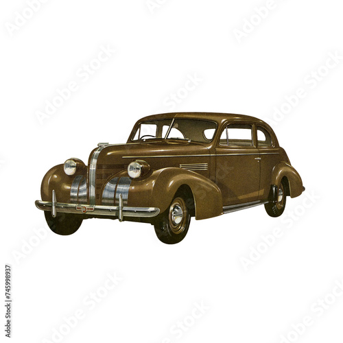 Vintage old car isolated on transparent background