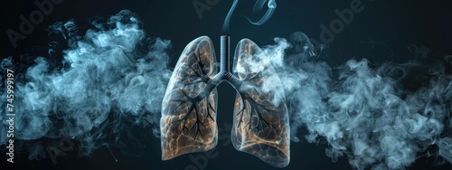 World No Tobacco Day Concept, anti smoking, and no smoking. lungs health care clinical hospital and respiratory cancer banner with copy space area photo