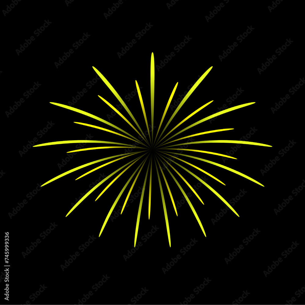 Obraz premium Brightly Colorful Fireworks isolated black background. New Year celebration fireworks.