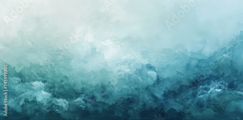 Ethereal Blue Mist Abstract Painting An abstract painting that depicts an ethereal landscape with soft blue and white misty forms  suggesting a serene and dreamy atmosphere. 