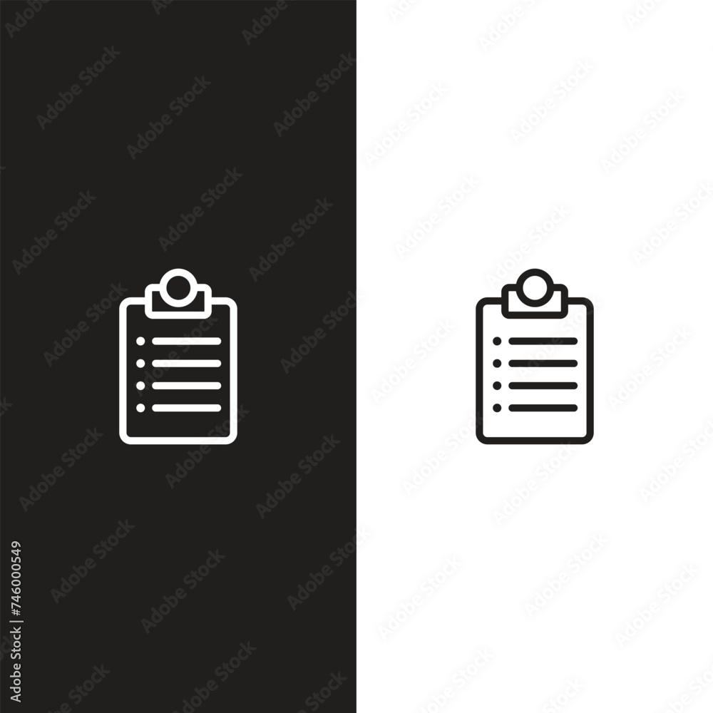 Clipboard Checklist Icon on Black and White Vector Backgrounds Stock ...