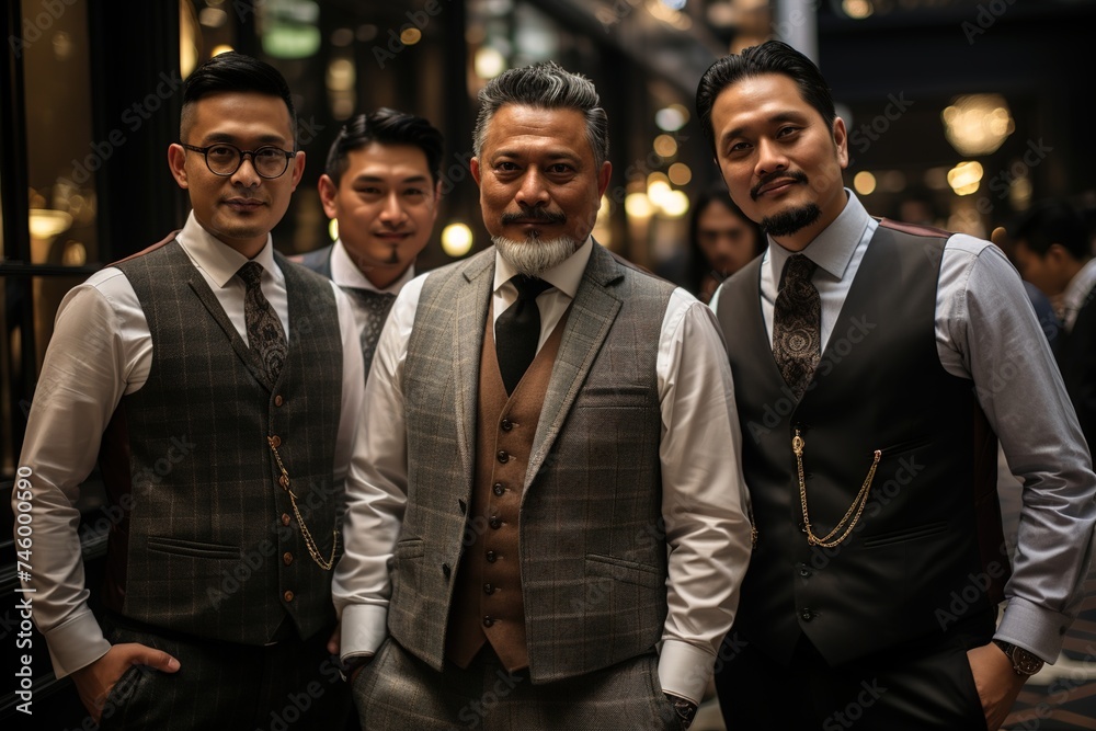 four asian men in a fashion clothes four asian men in a fashion clothes