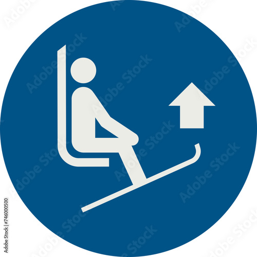 OBLIGATION SIGN PICTOGRAM, KEEP SKI TIPS UP ISO 7010 – M036, SVG