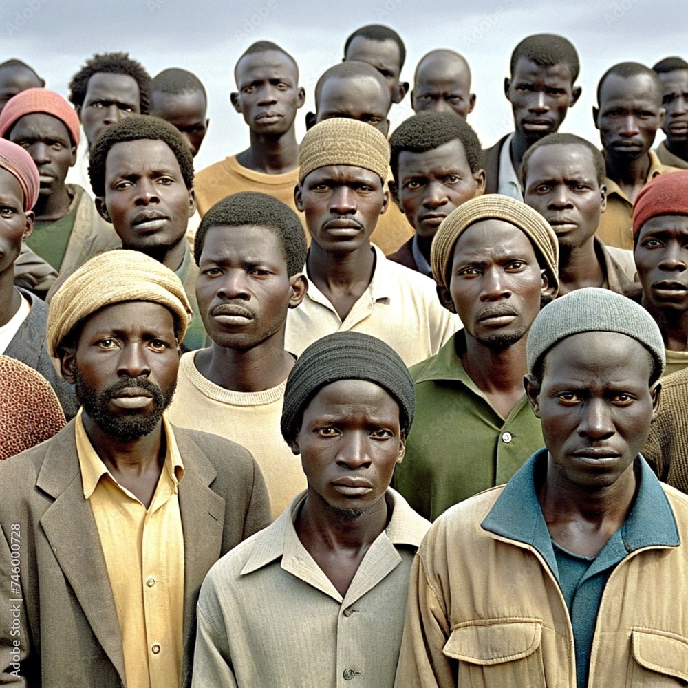 Fototapeta premium Group of african boys standing together outdoors