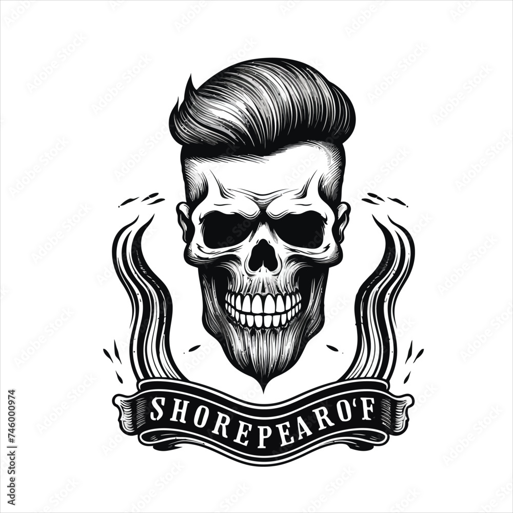 skull logo barbershop 