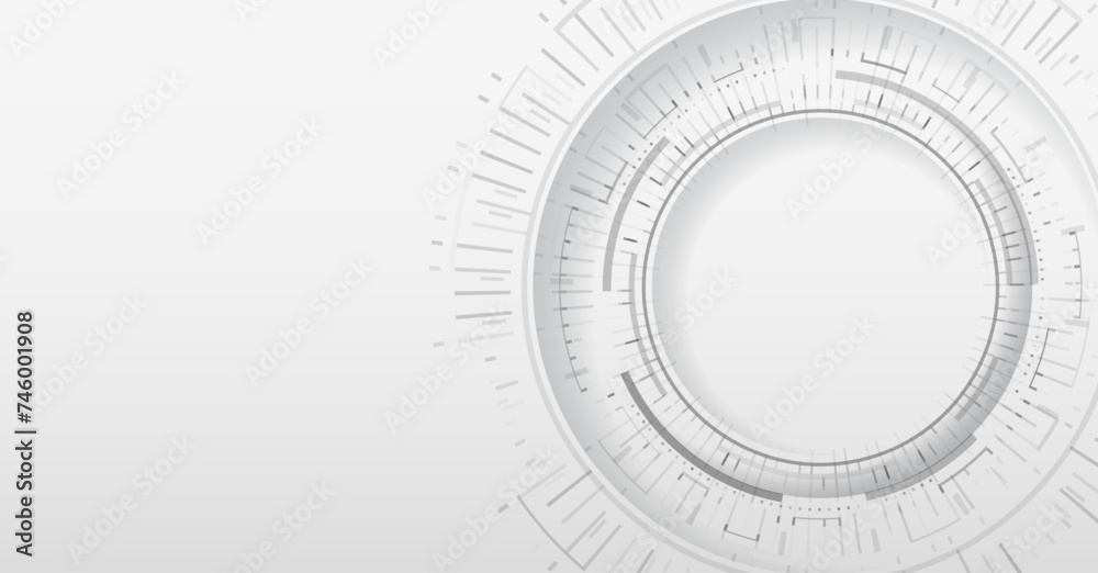 High computer technology elements on a grey background. Sci-fi concept for presentation or banner. Abstract futuristic circles. High tech digital technology design.
