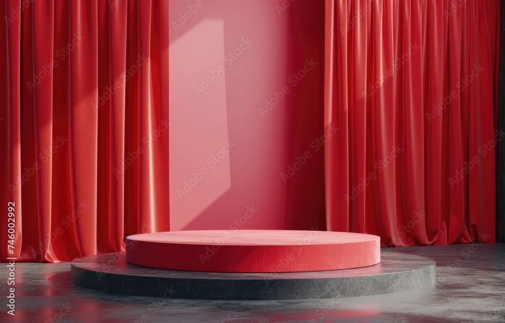 Red theater curtain. Luxurious silky velvet tiled drapes texture. Red theater curtain. Luxurious silky velvet tiled drapes texture.