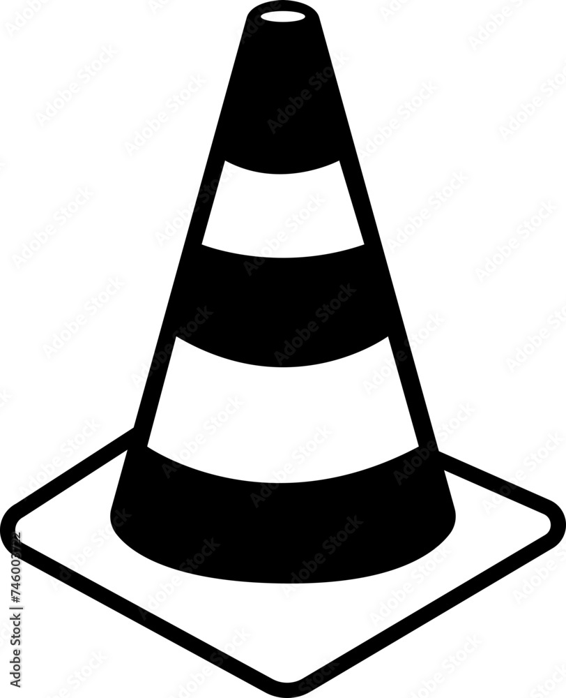 Traffic Cone Icon Line and Flat Solid Logo. Cone Symbol Glyph Vector, Logo cone de chantier. Road Trip Icons, Traffic cone flat sign design pictogram symbol. No traffic jam icon UX UI.