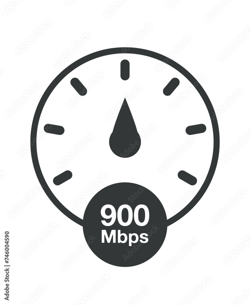 900 Mbps. Internet speed vector, download speed meter clock 900 Mbps. Internet speed vector, download speed meter clock