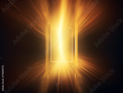 Majestic golden light teleportation gateway opens divine energy and light  abstract background