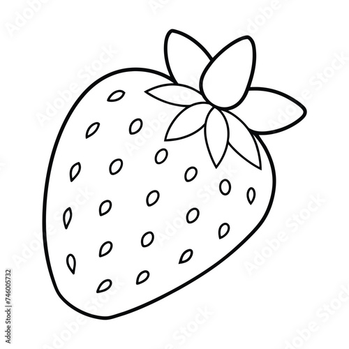 Vector of strawberry illustration coloring page for kids