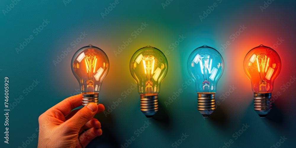 An energy-saving idea exhibiting contemporary LED lighting. Generative Ai. - obrazy, fototapety, plakaty 