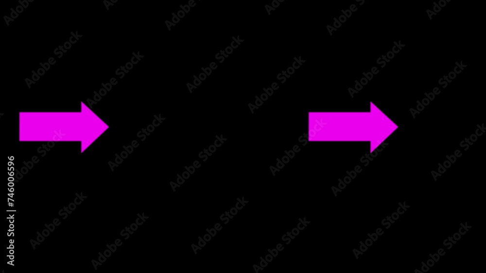 Seamless loop arrow animation. Blinking directional arrow animation, Animated pink arrow from left to right on black background. Seamless loop arrow animation. Blinking directional arrow animation, Animated pink arrow from left to right on black background.