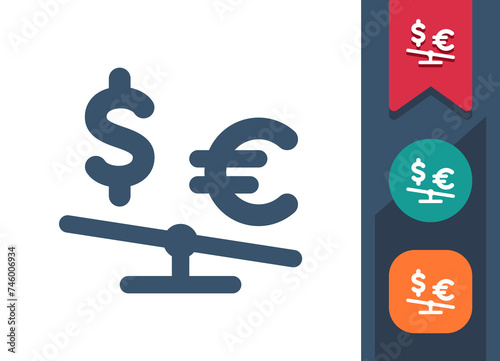 Currency Conversion Icon. Exchange Rate, Dollar, Euro