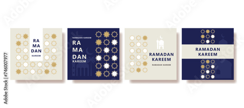 Modern Islamic greeting card set template with ramadan for social media post  media banner. vector illustration