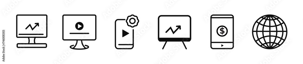 Digital device thin line editable icon set or symbol, internet web icon, computer, mobile phone icon, video annalist icon vector Digital device thin line editable icon set or symbol, internet web icon, computer, mobile phone icon, video annalist icon vector