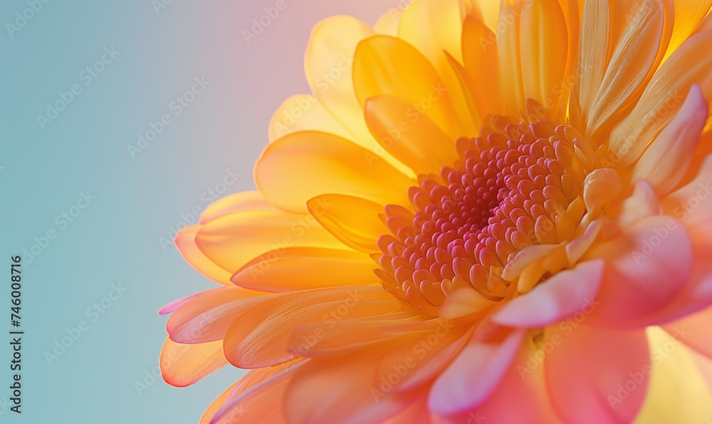 Orange calendula flower closeup on pastel background. - obrazy, fototapety, plakaty 