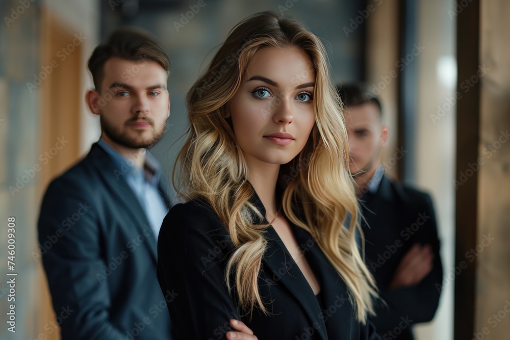 Businesspeople group standing confidently Businesspeople group standing confidently