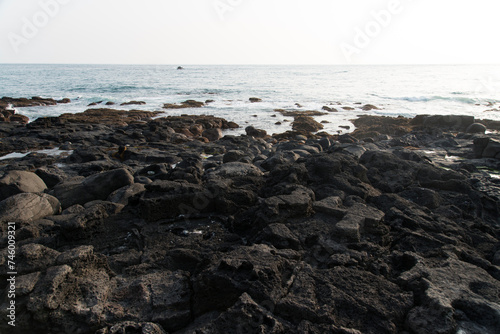 View of the seaside with rocks