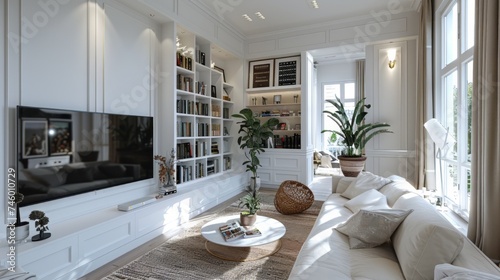 Modern Living Room With Furniture and Flat Screen TV