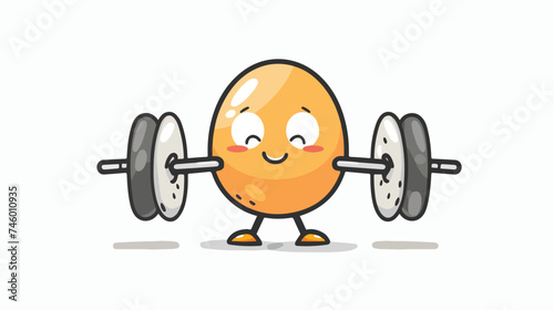 Cute funny egg with dumbbells. Vector hand drawn car © zoni