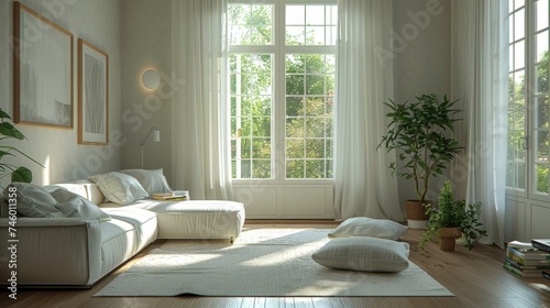 Elegant Living Room With Large Window