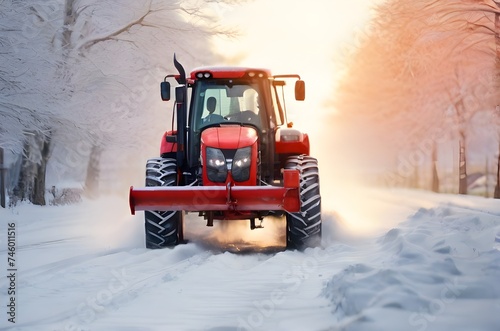 tractor in snow.generative ai