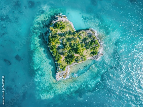 Aerial view of Caribbean Island in the Shape of a Heart © Smile