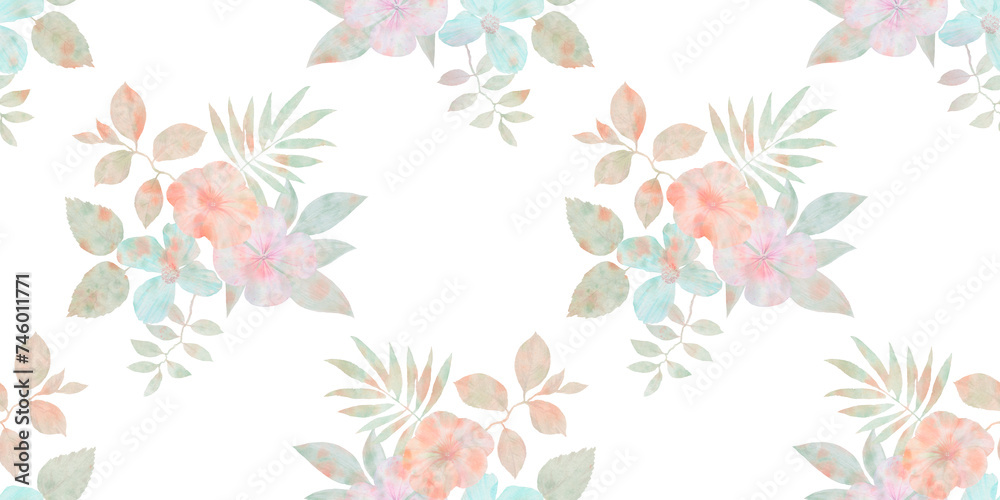 seamless pattern, delicate abstract flowers background for design of wallpaper, wrapping paper, cards