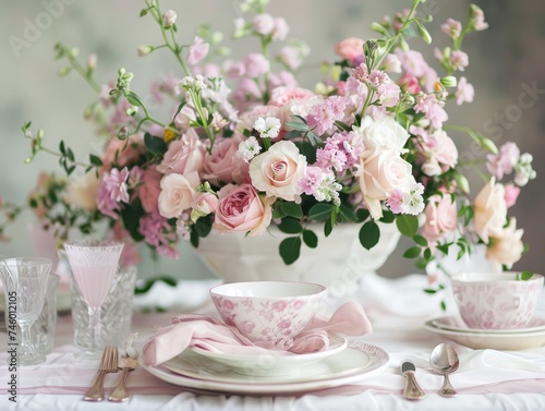 wedding table setting with flowers