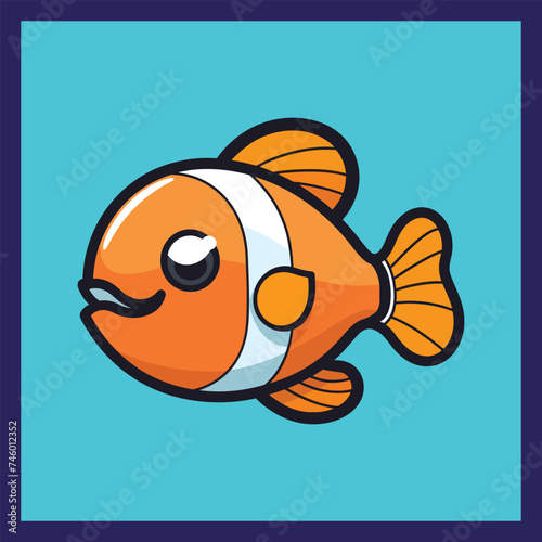 Clownfish simple minimalist flat color vector illustration 2