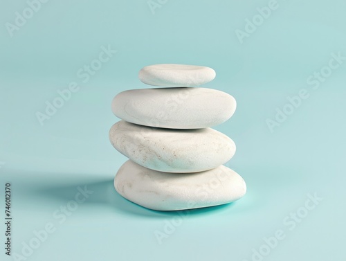 White sea pebble stone stack 