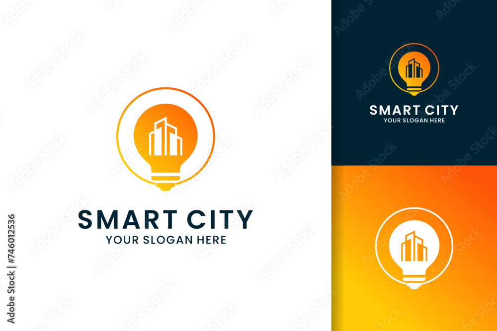 building bulb creative for modern smart city logo design