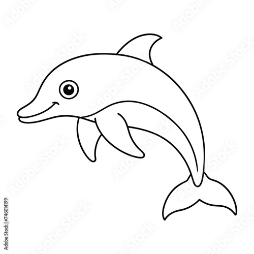 Vector of dolphin illustration coloring page for kids