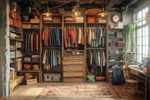 Cluttered Wardrobe Room With Rug © Yana