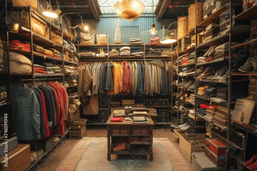 Stylish Walk-In Closet Overflowing With Clothes