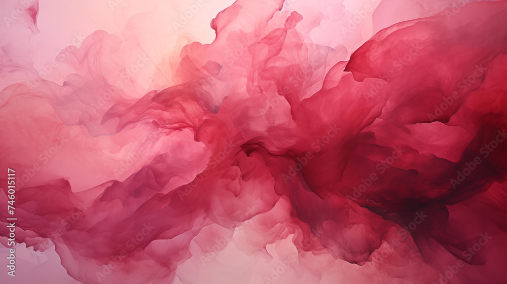 Intense Wine Red Color abstract watercolor background - obrazy, fototapety, plakaty 