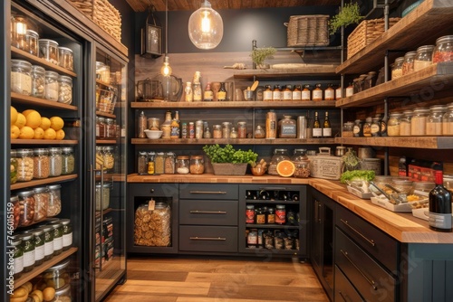 Organized Pantry Filled With Food Supplies