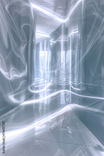 Abstract background with reflections and caustics. Hi-tech. Futuristic background image. Created with Generative AI technology.