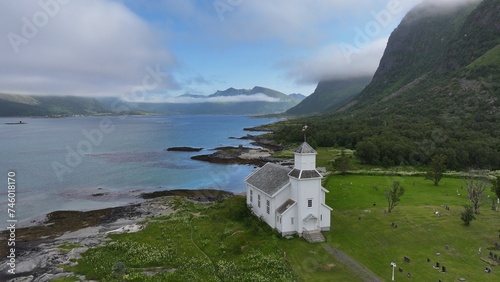 The Gimsoy Church on the Lofoten Islands, Norway photo