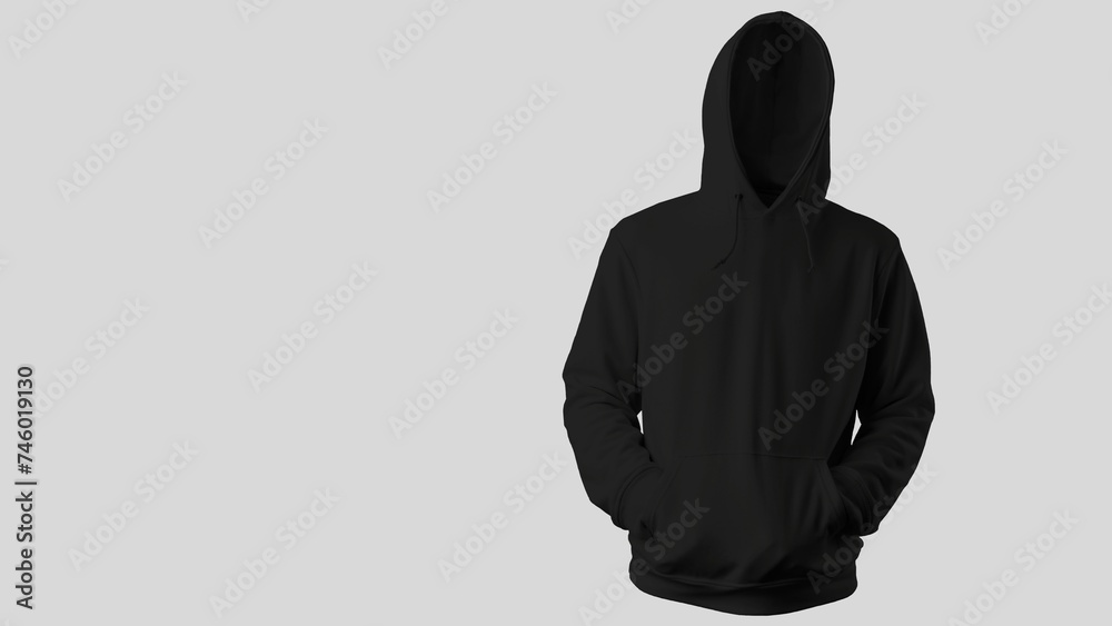 Black Hooded Sweatshirt Isolated on White Background, Blank Hoodie Mockup Cutout Black Hooded Sweatshirt Isolated on White Background, Blank Hoodie Mockup Cutout