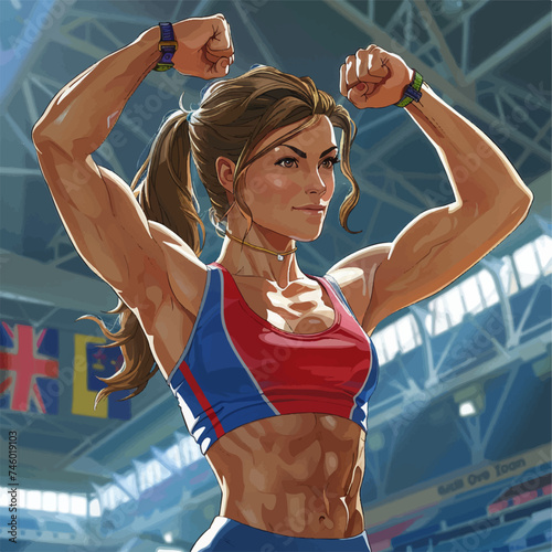 Illustration of a strong and athletic woman.