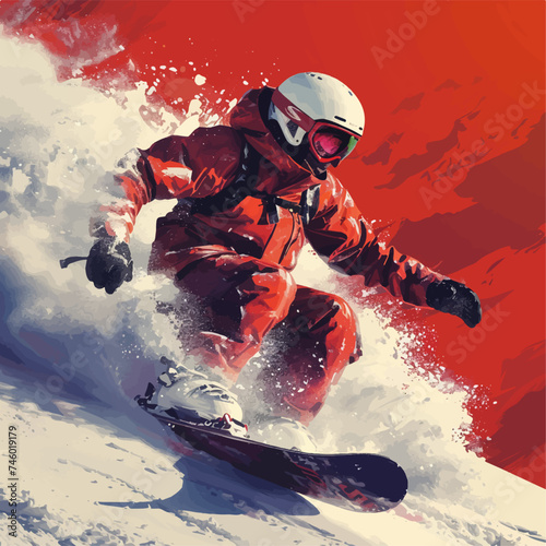 Person skiing in the snow illustration vectorial