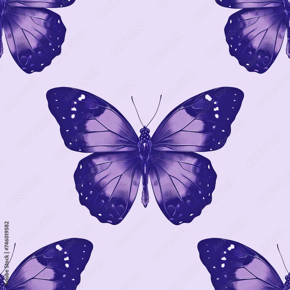 Obraz premium lila Butterfly seamless tile pattern background, ai generated