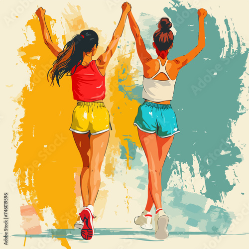 keywords for silluette of a women running